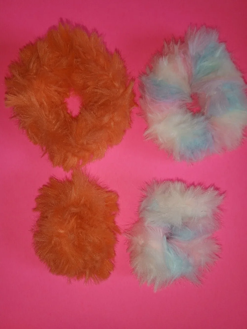 Fuzzy Pastel Two Sizes Hand Crocheted Scrunchie Sets